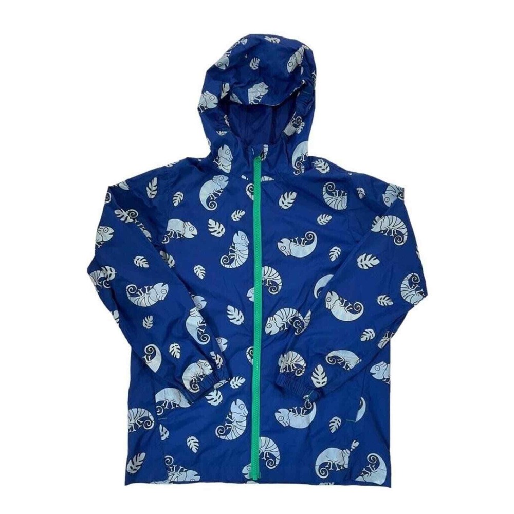 Lands End Boys Youth Size Medium 10-12 Blue Windbreaker Hoodie Pocket | 0237